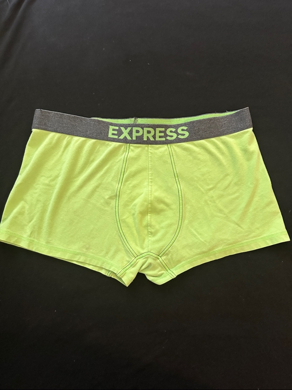 Express Men’s Neon Green Boxer Briefs with Gray Waistband